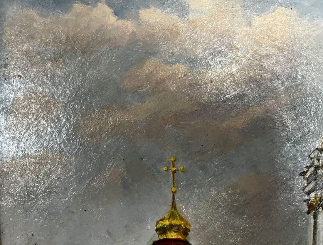 Oil painting Main entrance to Pechersk Lavra Leonid Drobot - 2