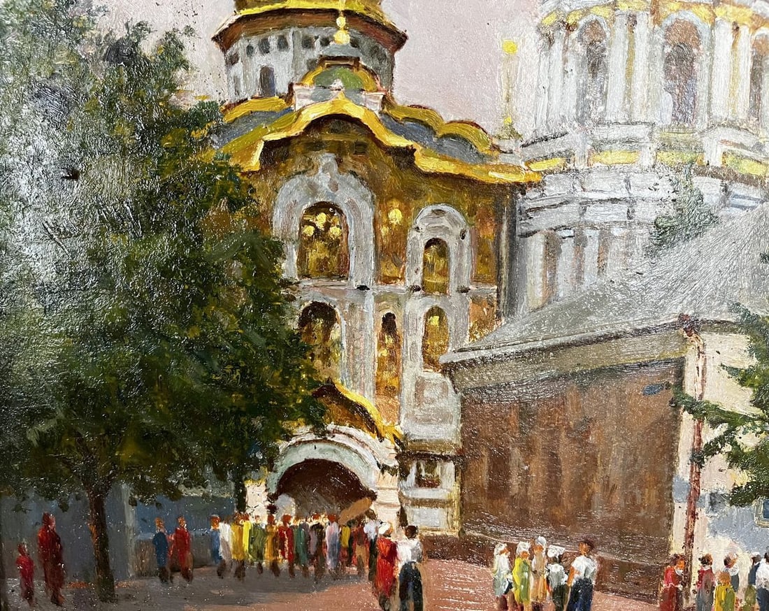 Oil painting Main entrance to Pechersk Lavra Leonid Drobot - 4