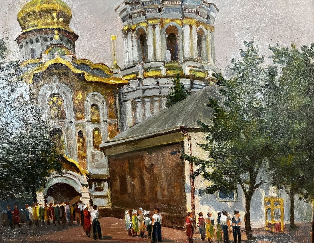 Oil painting Main entrance to Pechersk Lavra Leonid Drobot - 5