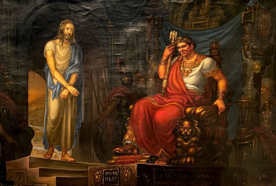 Oil painting Christ and Pilate Alexander Arkadievich Litvinov: Title: Oil painting Christ and Pilate Alexander Arkadievich Litvinov Description: NoLitv 527 *** ABOUT THIS PAINTING *** * TITLE: "Christ and Pilate" * ARTISTS: Alexander Arkadievich Litvinov * SIZE: 