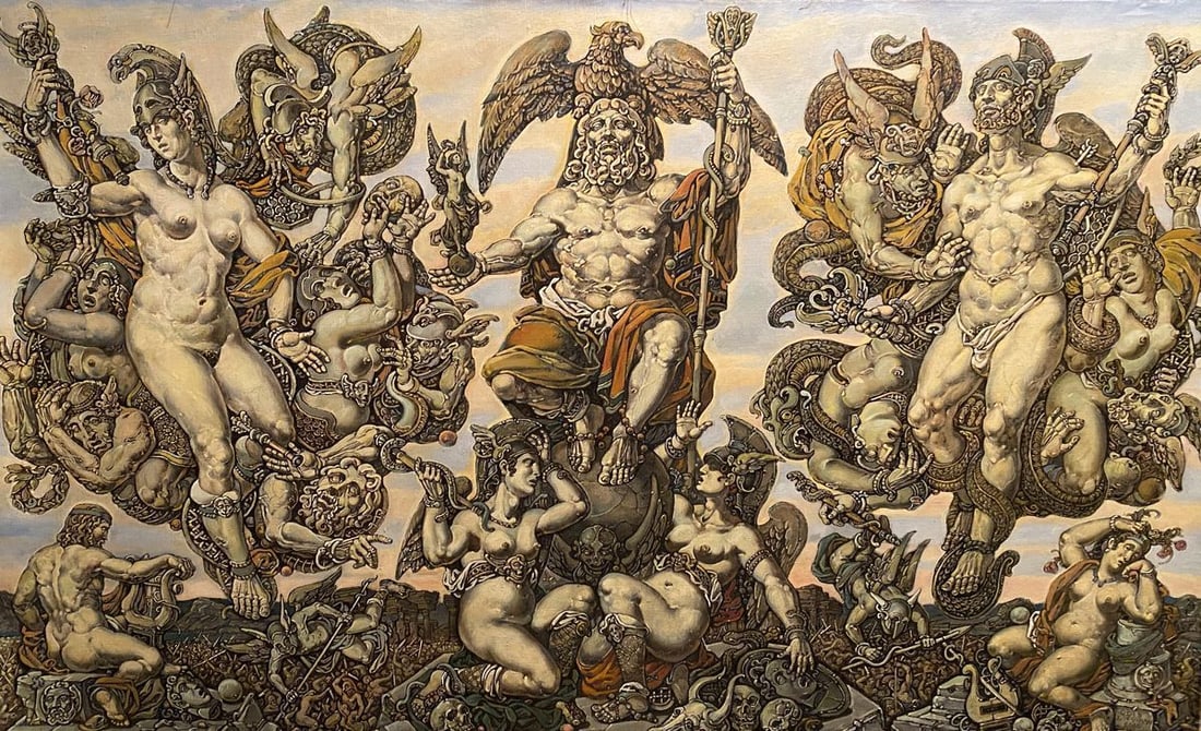 Oil painting Apotheosis of Homer Litvinov Oleg Arkad'yevich: Title: Oil painting Apotheosis of Homer Litvinov Oleg Arkad'yevich Description: NoLitv 574 *** ABOUT THIS PAINTING *** * TITLE: "Apotheosis of Homer" * ARTISTS: Litvinov Oleg Arkad'yevich * SIZE: 90x1