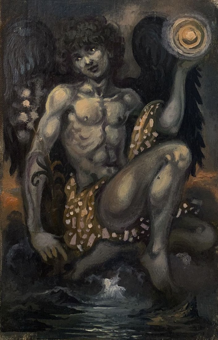 Oil painting Daemon Alexander Arkadievich Litvinov: Title: Oil painting Daemon Alexander Arkadievich Litvinov Description: NoLitv 715AAA *** ABOUT THIS PAINTING *** * TITLE: "Daemon" * ARTISTS: Alexander Arkadievich Litvinov * SIZE: 13x21 cm/5,11x8,26 