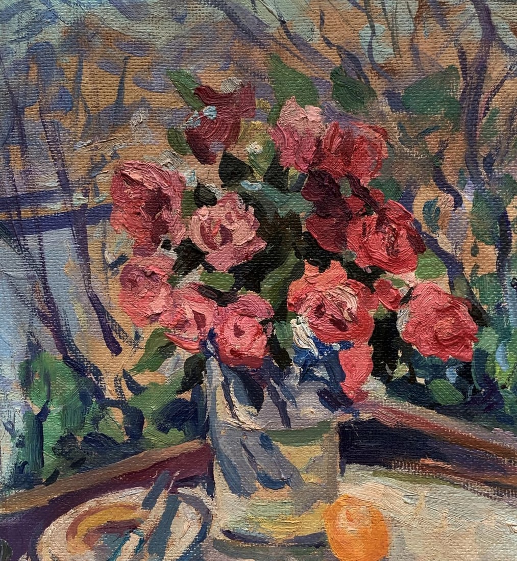 Oil painting A gift of red roses Unknown artist - 2