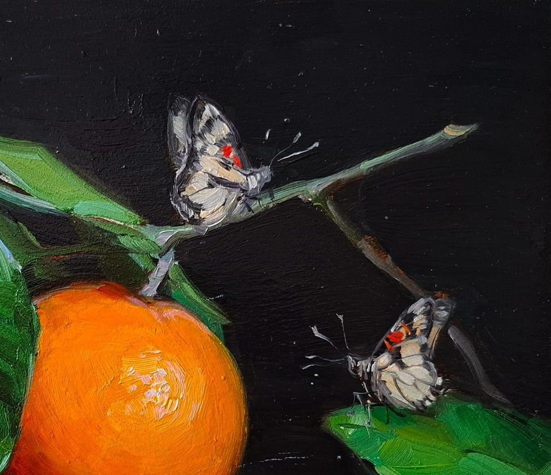 Oil painting Orange and butterflies Pereta Vyacheslav - 3