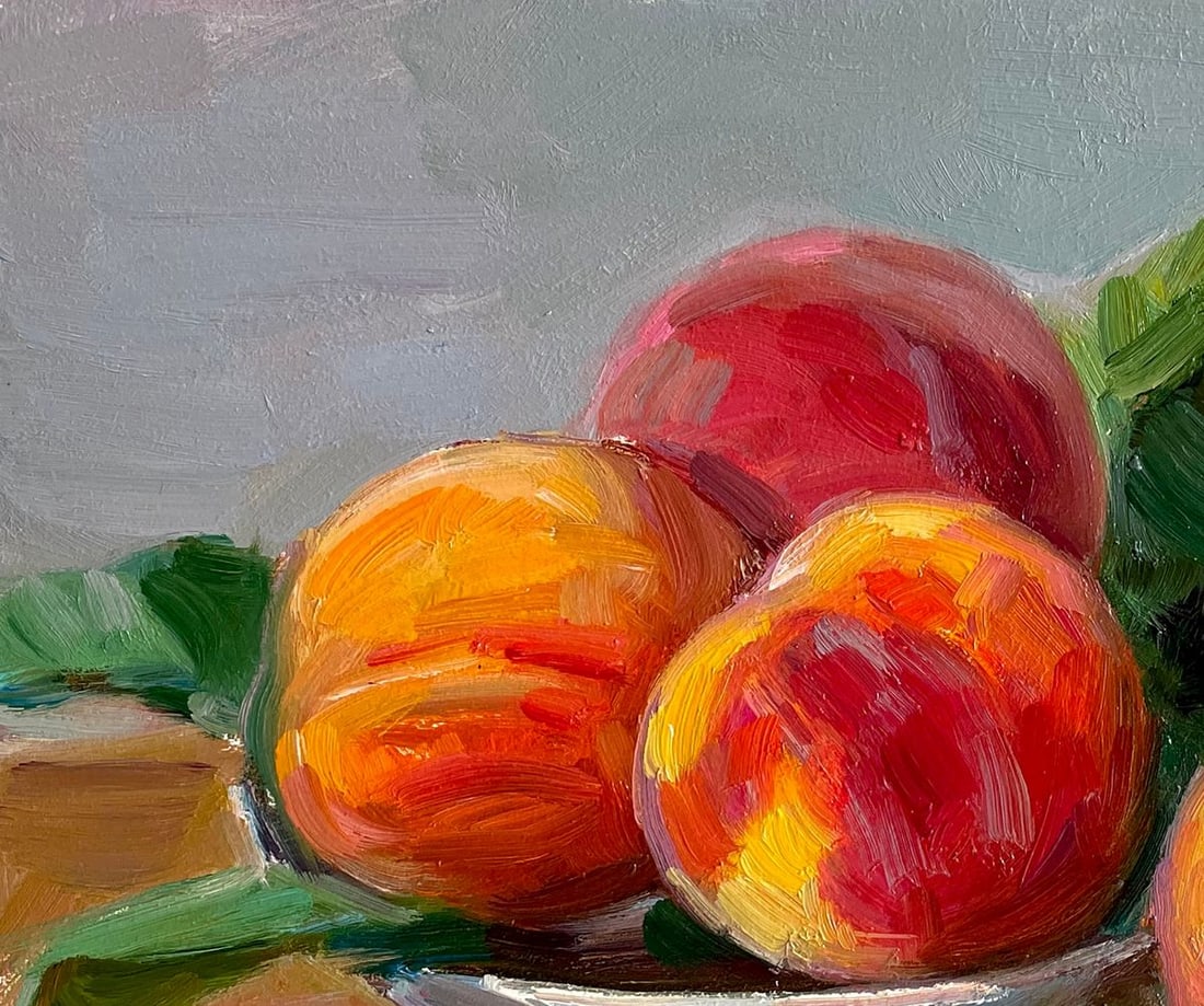 Oil painting Peaches on a plate Pereta Vyacheslav - 2