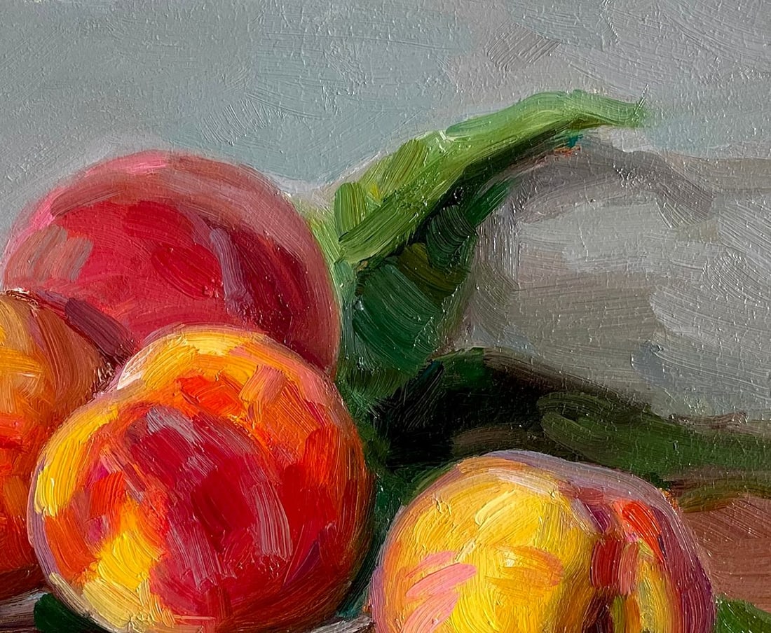 Oil painting Peaches on a plate Pereta Vyacheslav - 3