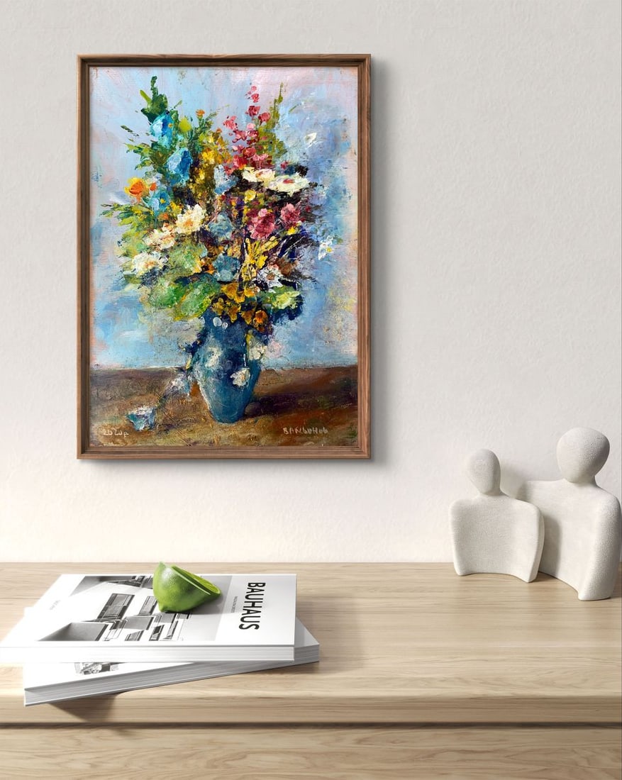Oil painting Wild flowers in a blue vase Vadim Aksenov - 2