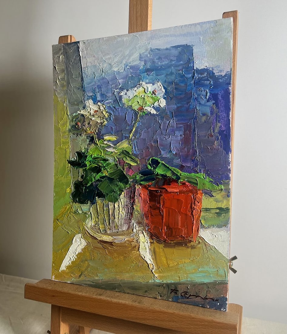 Oil painting Flowers on the windowsill Boris Serdyuk - 2