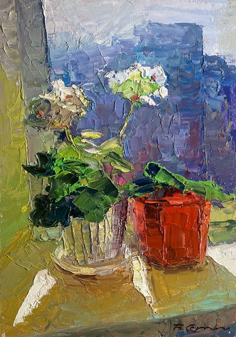 Oil painting Flowers on the windowsill Boris Serdyuk - 3