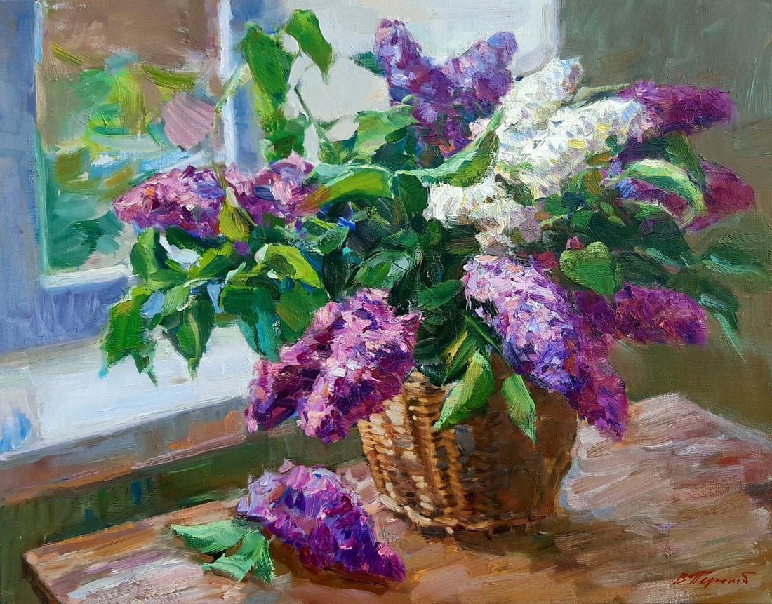 Oli painting Lilac by the window Tepeta Miacheslav: Title: Oli painting Lilac by the window Tepeta Miacheslav Description: NoTep 107 *** ABOUT THIS PAINTING *** * TITLE: "Lilac by the window" * ARTISTS: Tepeta Miacheslav * SIZE: 51x65 cm/'20.07x25.59