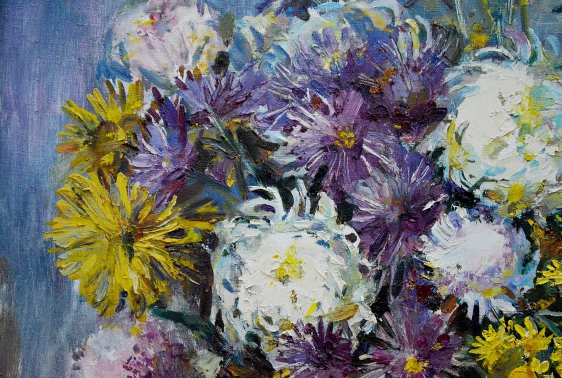 Oil painting Chrysanthemums Polyakova Lyudmila Valentinovna - 7