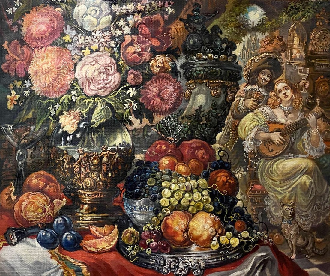 Oil painting Still life with sweets Alexander Arkadievich Litvinov: Title: Oil painting Still life with sweets Alexander Arkadievich Litvinov Description: NoLitv 107 *** ABOUT THIS PAINTING *** * TITLE: "Still life with sweets" * ARTISTS: Alexander Arkadievich