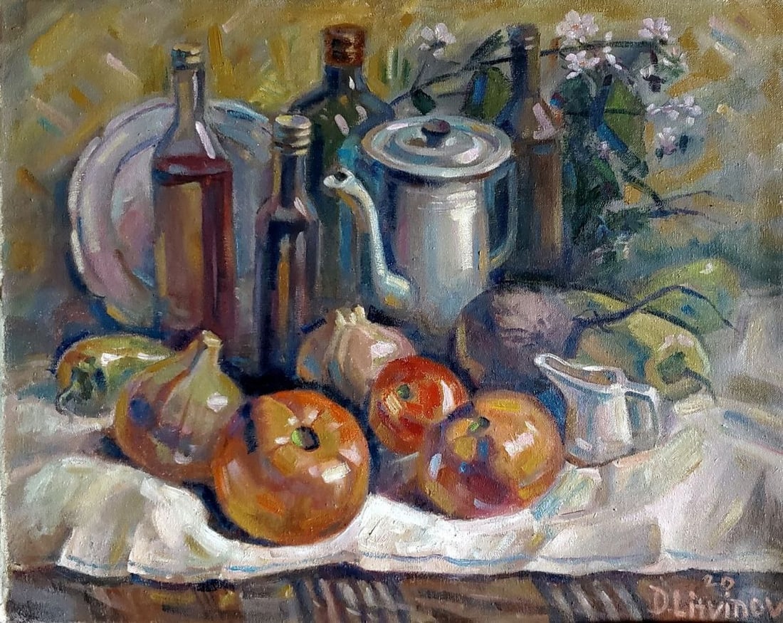 Oil painting Still life with tomatoes Litvinov Daniil Olegovich: Title: Oil painting Still life with tomatoes Litvinov Daniil Olegovich Description: NoLitv 1065 *** ABOUT THIS PAINTING *** * TITLE: "Still life with tomatoes" * ARTISTS: Litvinov Daniil Olegovich * S