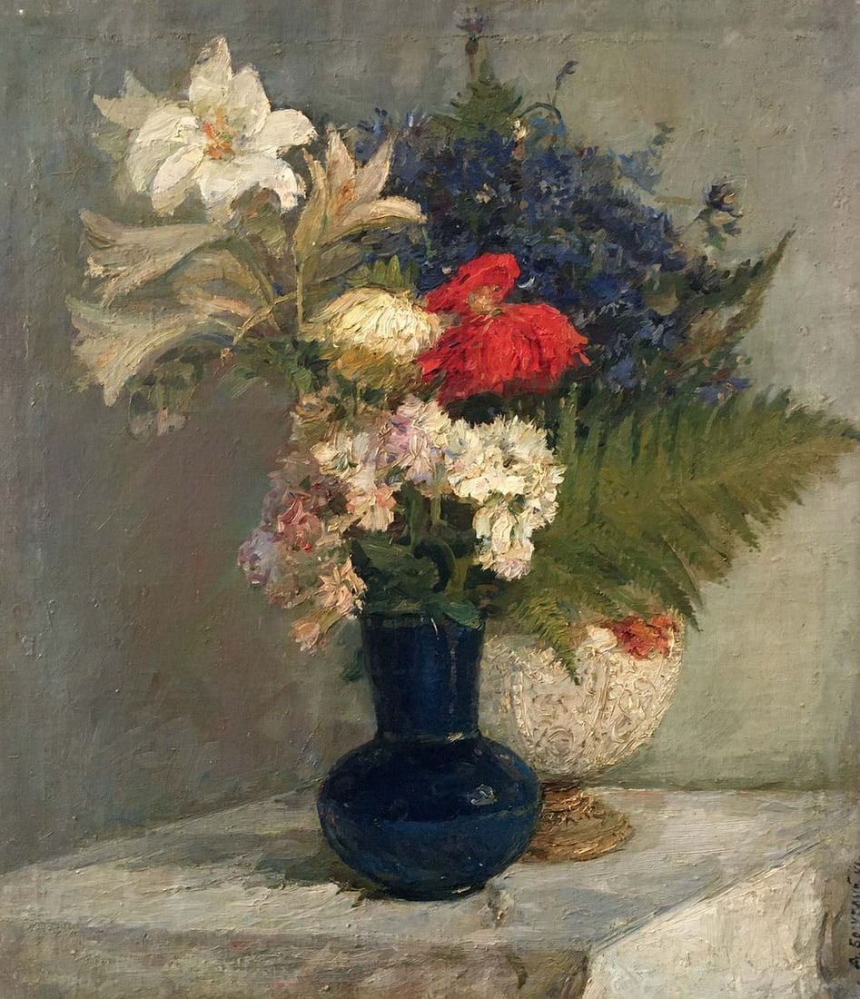 Oil painting Flowers for a girl Bezugly Daniil Ivanovich: Title: Oil painting Flowers for a girl Bezugly Daniil Ivanovich Description: NoVerns 73 *** ABOUT THIS PAINTING *** * TITLE: "Flowers for a girl" * ARTISTS: Bezugly Daniil Ivanovich * SIZE: 53x61.5 cm