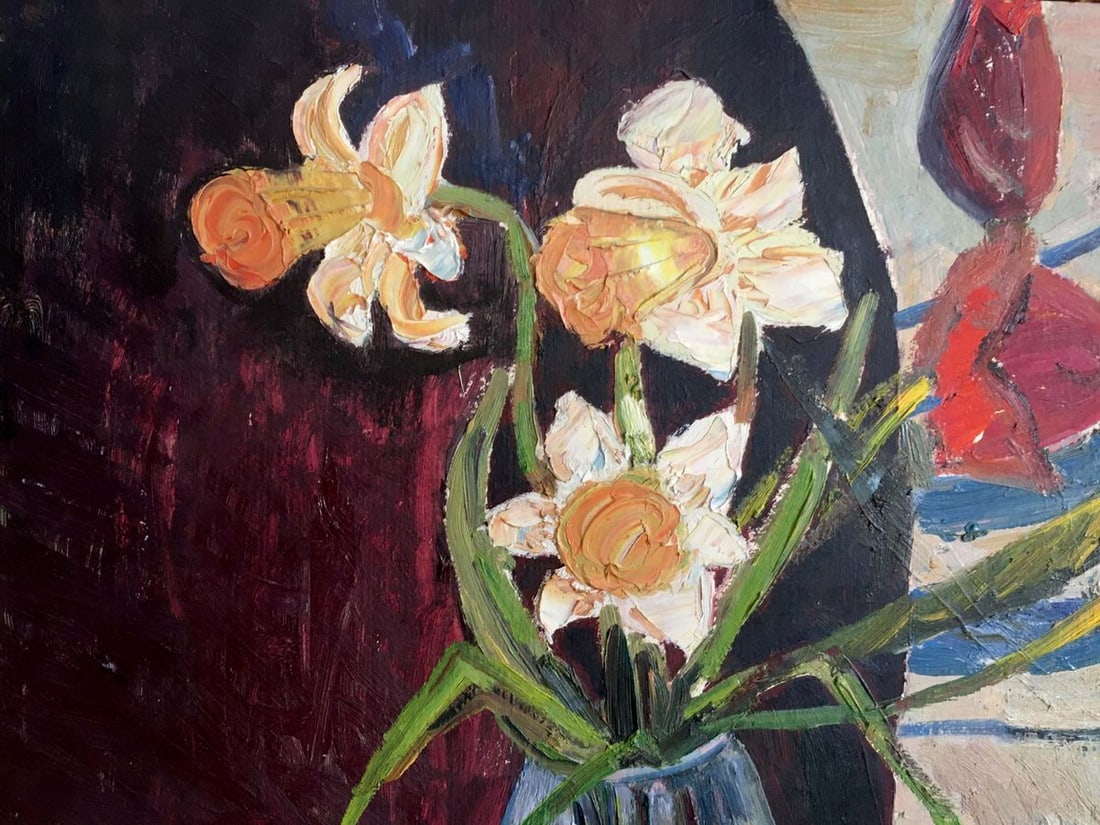Oil painting Flowers on the table Les' T. S. - 2