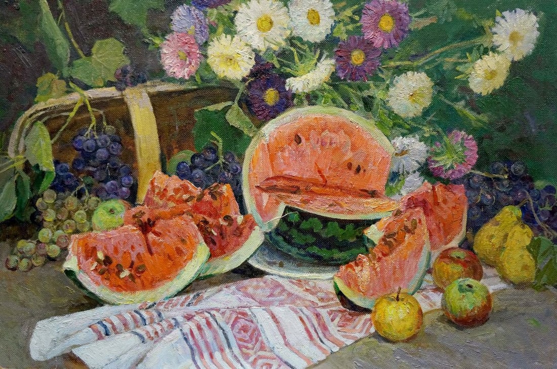 Oil painting Still life with watermelon (1 of 8)