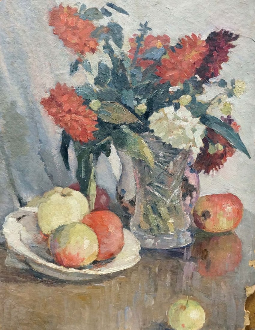 Oil painting Still life Ruban Grigory Savelievich: Title: Oil painting Still life Ruban Grigory Savelievich Description: NoVerns 203 *** ABOUT THIS PAINTING *** * TITLE: "Still life" * ARTISTS: Ruban Grigory Savelievich * SIZE: 47x61 cm/'18.50x24.01 i