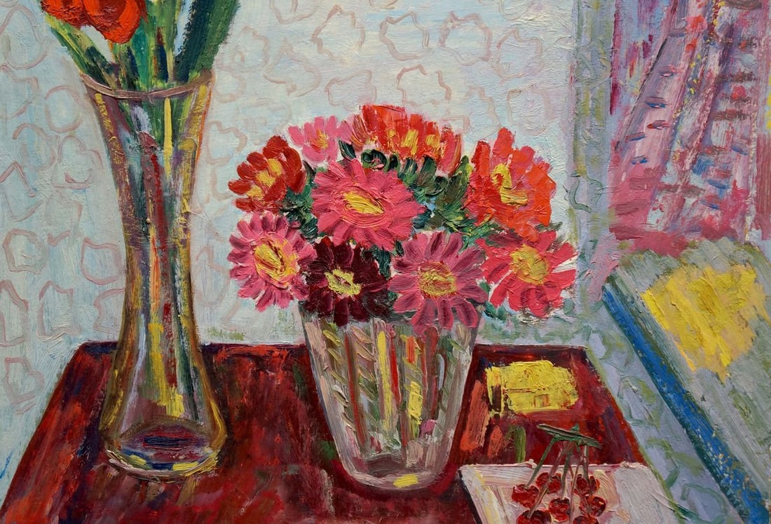 Oil painting Gladiolus Les Tamara - 3