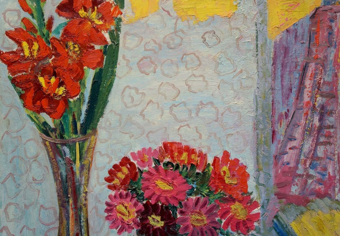 Oil painting Gladiolus Les Tamara - 4