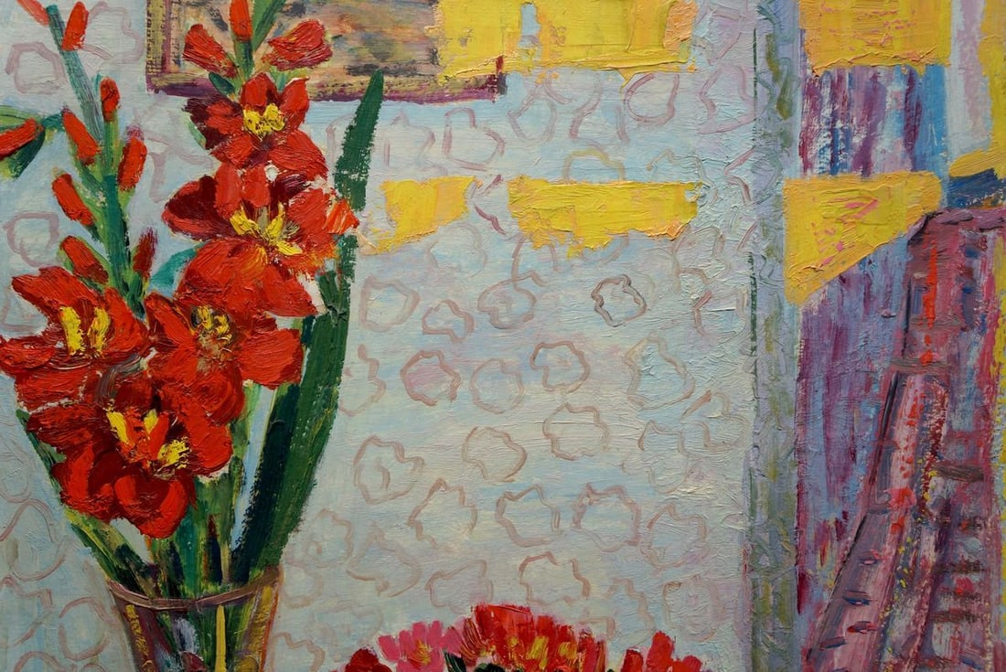 Oil painting Gladiolus Les Tamara - 5