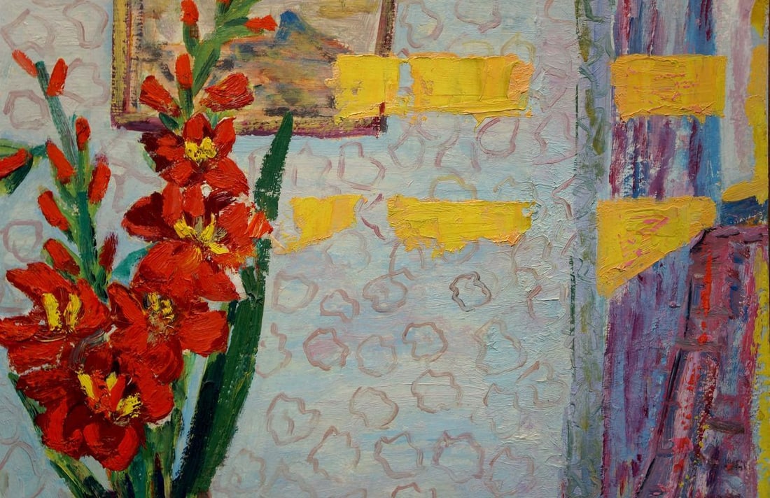 Oil painting Gladiolus Les Tamara - 6