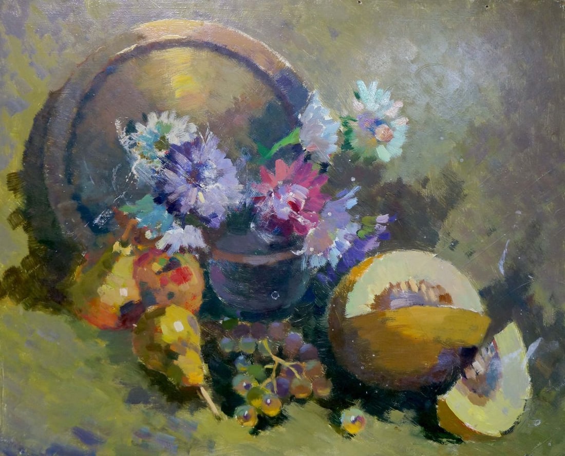 Oil painting Still life: Title: Oil painting Still life Description: NoVerns 220 *** ABOUT THIS PAINTING *** * TITLE: "Still life" * ARTISTS: Unknown artist * SIZE: 59x78 cm/'23.22x30.70 inches' * MEDIUM: oil, hardboard * HAN
