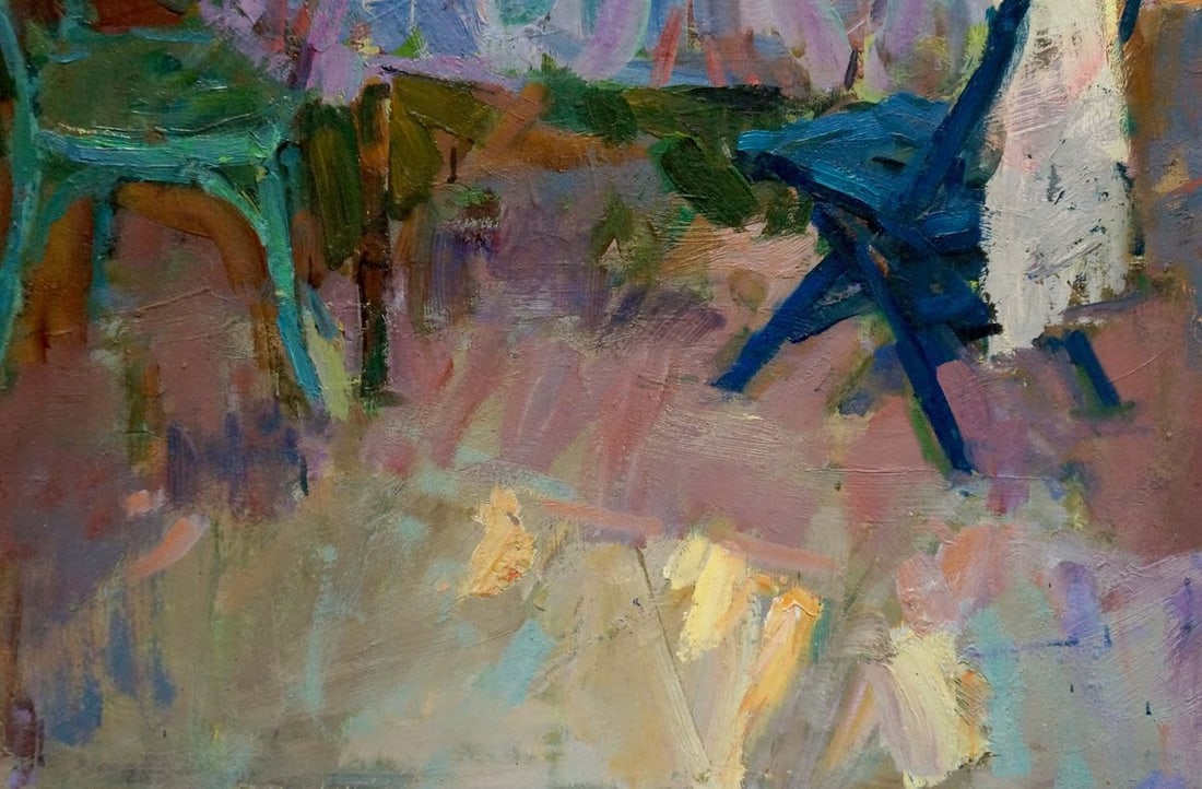 Oil painting Rest in the yard Shvab Vladimir - 2