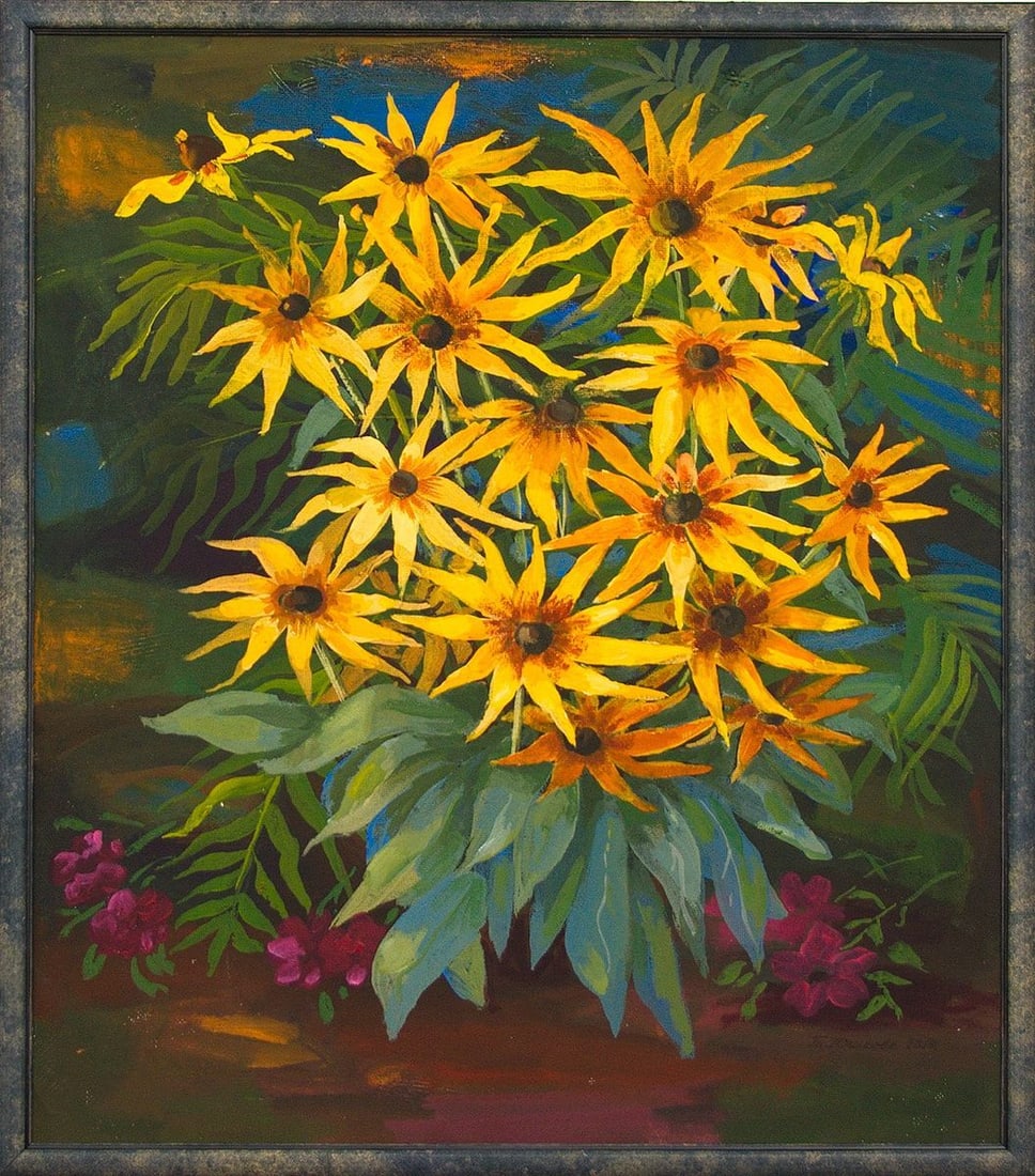Acrylic painting Rudbeckia Kytkov Svatoslav: Title: Acrylic painting Rudbeckia Kytkov Svatoslav Description: NoKytkov 23 *** ABOUT THIS PAINTING *** * TITLE: "Rudbeckia" * ARTISTS: Kytkov Svatoslav * SIZE: 70x60 cm/'27.55x23.62 inches' * paintin