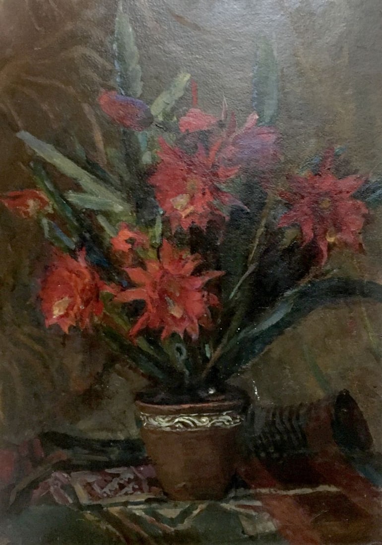 Oil painting Cactus blooms Stashkov Vyacheslav Kharlampievich (1 of 11)