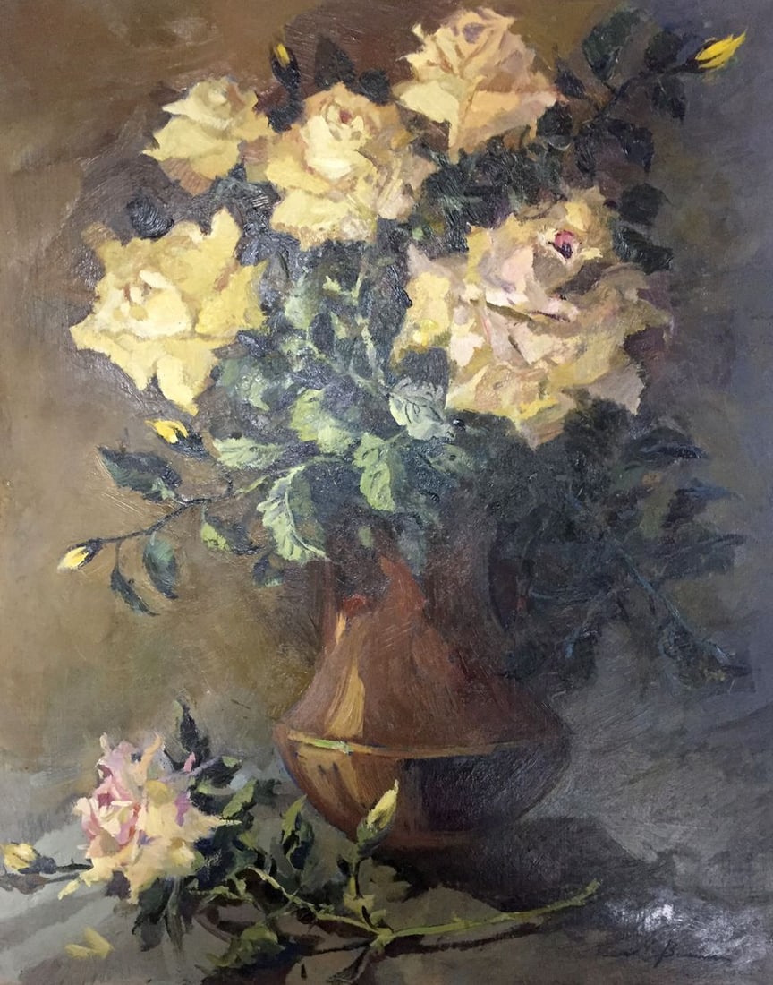 Oil painting Yellow roses Vol'shteyn Moisey L'vovich (1 of 13)