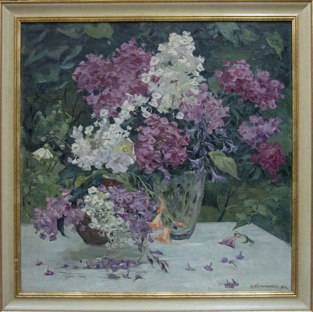 Oil painting Lilac: Title: Oil painting Lilac Description: NoVernd 118 *** ABOUT THIS PAINTING *** * TITLE: "Lilac" * ARTISTS: Kompaniyets-Kiyanchenko Nadezhda Dmitriyevna * SIZE: 90x90 cm/'35.43x35.43 inches' * MEDIUM: 
