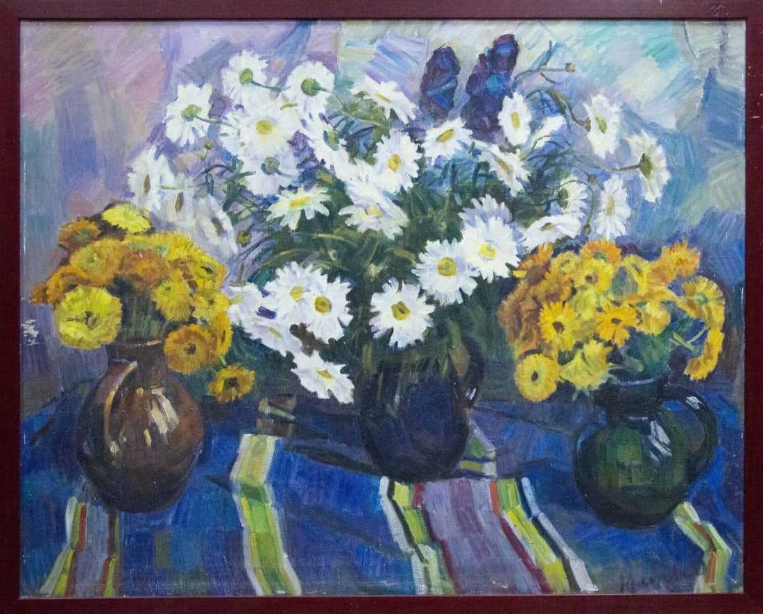 Oil painting Flowers Krymov O.: Title: Oil painting Flowers Krymov O. Description: NoVernd 170 *** ABOUT THIS PAINTING *** * TITLE: "Flowers" * ARTISTS: Krymov O. * SIZE: 80x100 cm/'31.49x39.37 inches' * MEDIUM: oil, canvas * HAND P