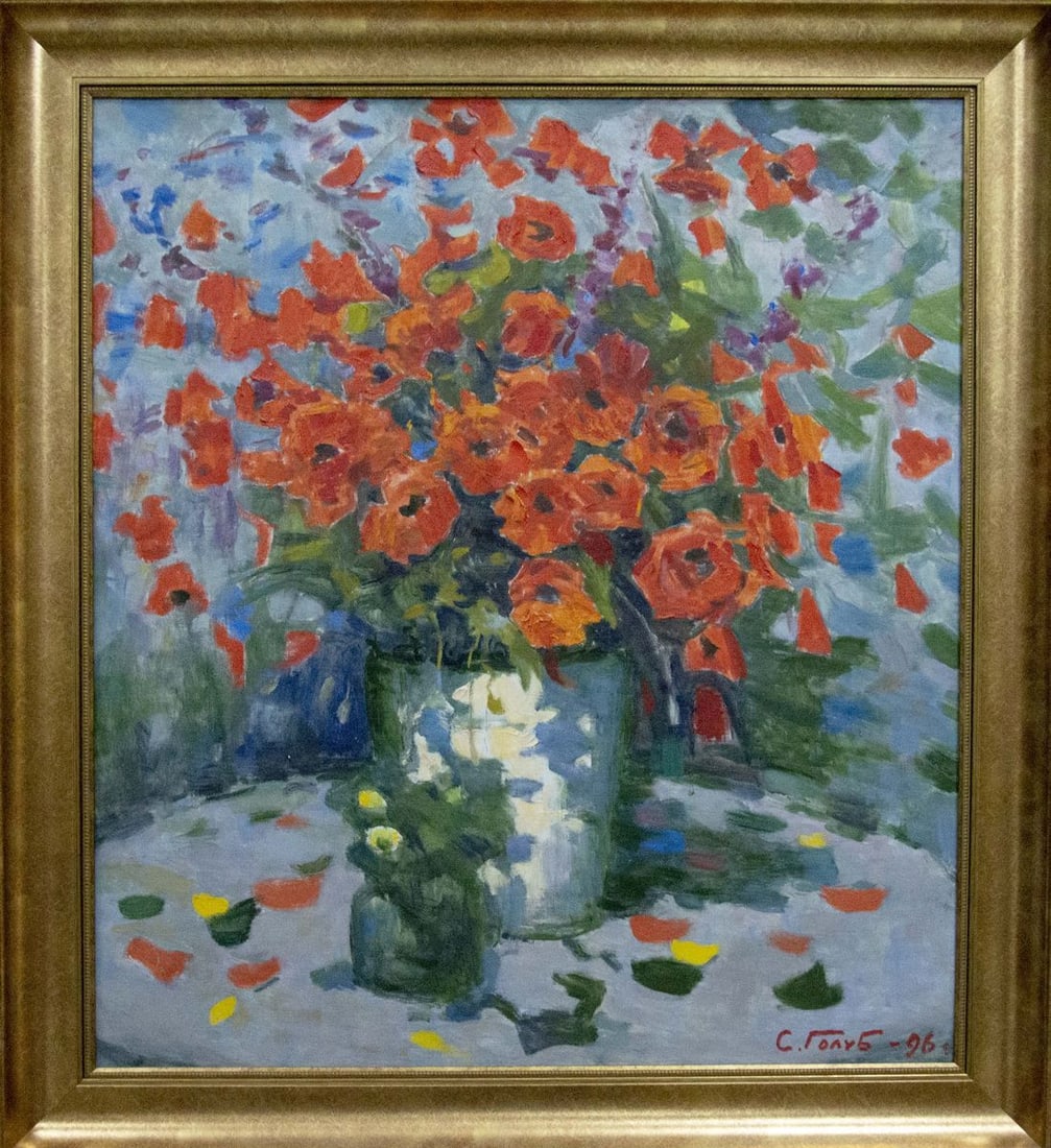 Oil painting Poppies Golub Stepan Filippovich: Title: Oil painting Poppies Golub Stepan Filippovich Description: NoVernd 182 *** ABOUT THIS PAINTING *** * TITLE: "Poppies" * ARTISTS: Golub Stepan Filippovich * SIZE: 90x80 cm/'35.43x31.49 inches' *