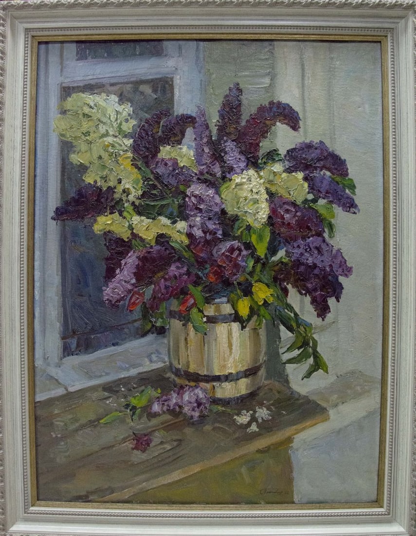 Oil painting Flowers by the window Kolomoitsev Petr Mikhailovich (1 of 9)