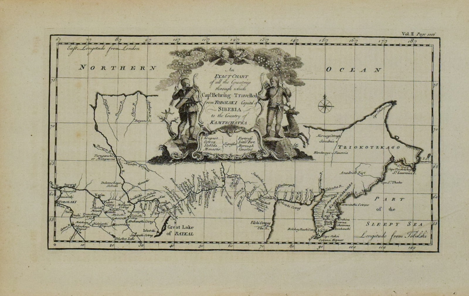 1744 Bowen Map of Siberia -- An Exact Chart of All the Countries through which Capt. Behring (1 of 1)