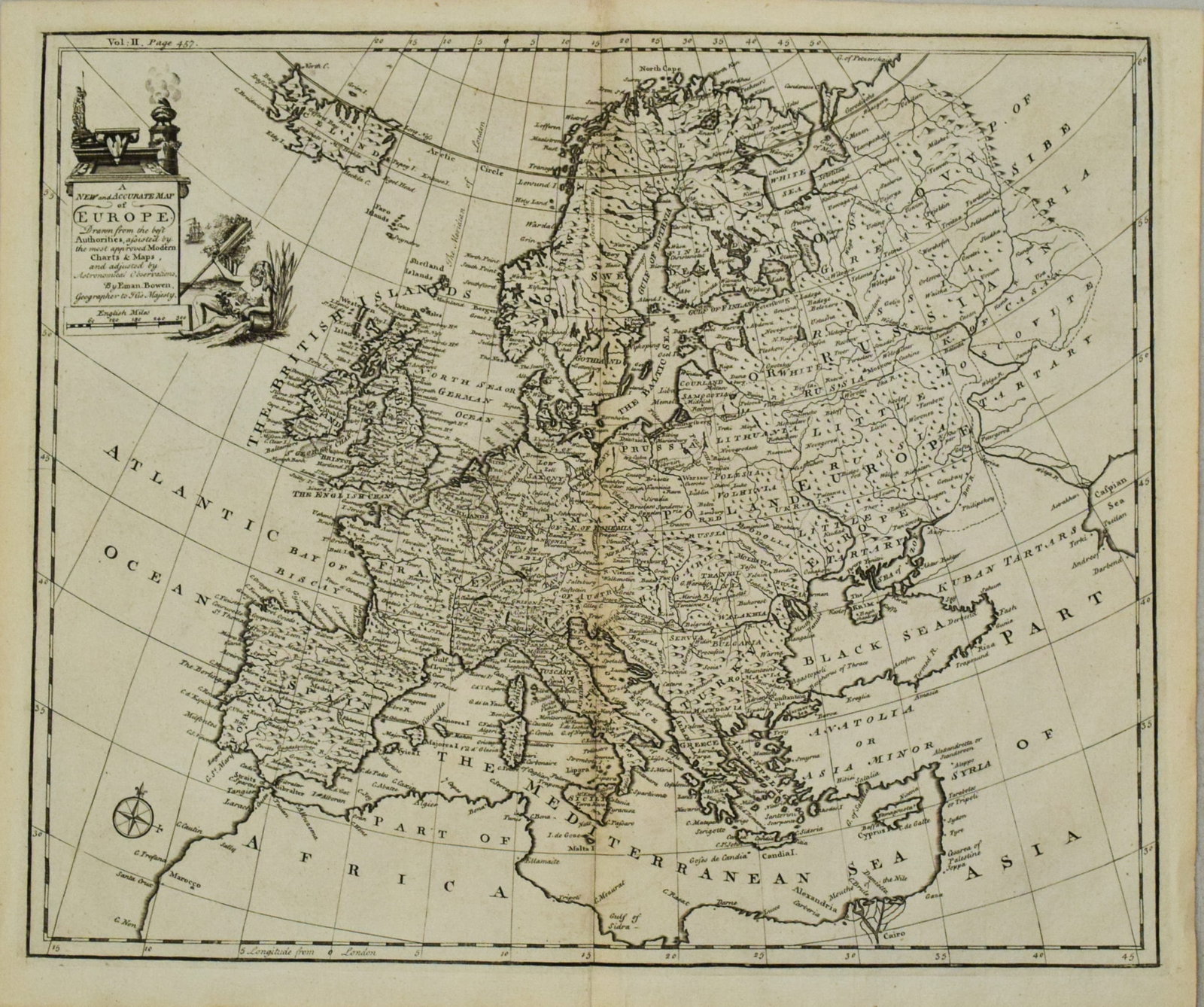 1744 Bowen Map of Europe -- A New and Accurate map of Europe Drawn from the Best Authorities, (1 of 1)