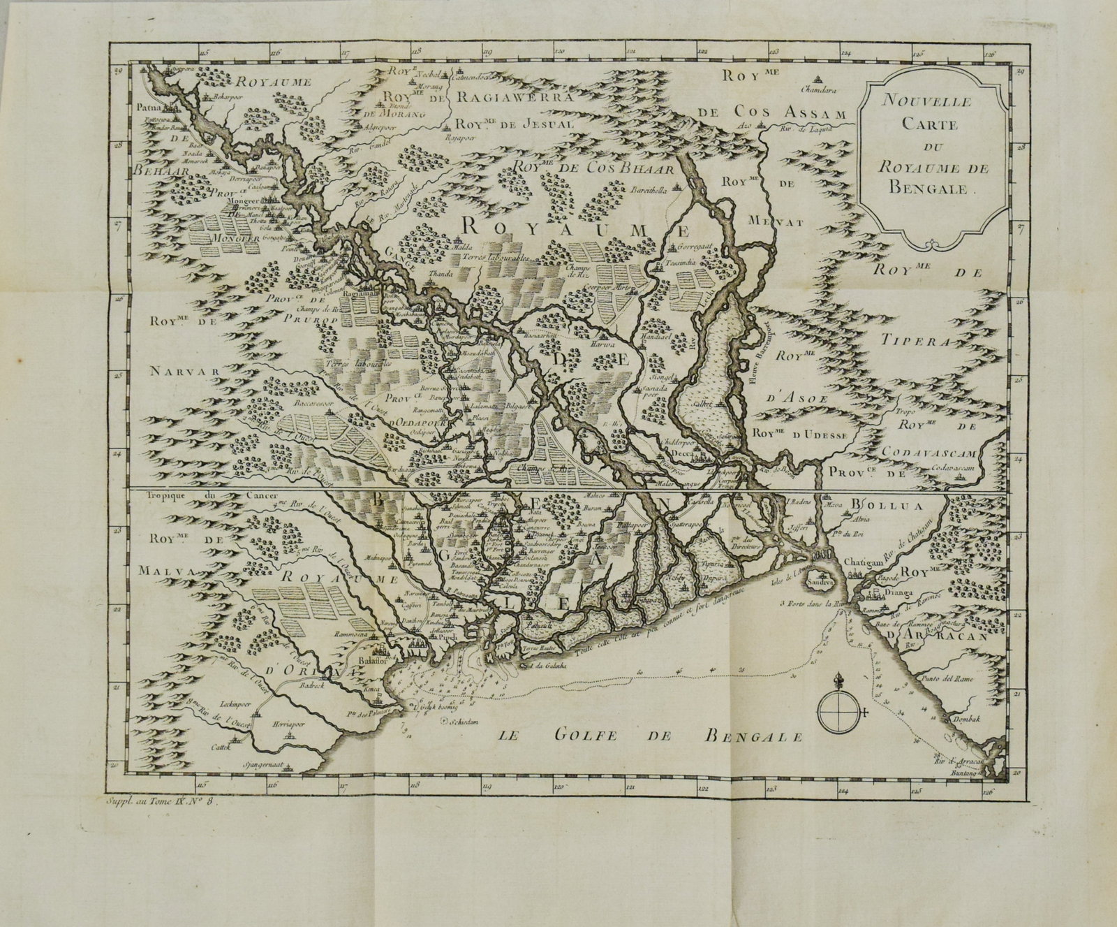 1764 Bellin Map of Bay of Bengal -- Nouvelle Carte du Royaume de Bengale: Title:1764 Bellin Map of Bay of Bengal -- Nouvelle Carte du Royaume de Bengale,li>Cartographer:J Bellin Year/Place:1764 c., Paris Map Dimension (in.):10.8 X 13.2 in. Description:This is a very nice