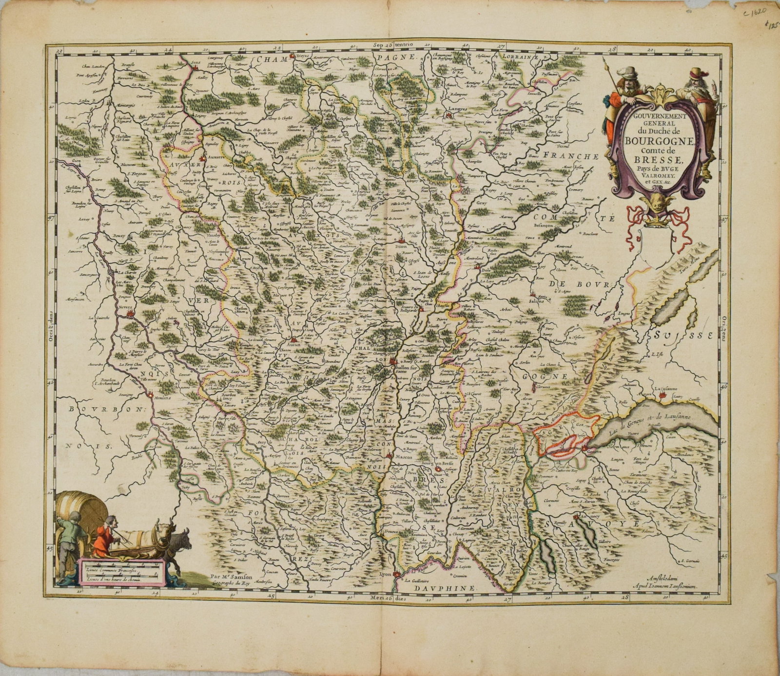 1656 Jansson Map of Central and Western France -- Gouvernement General du Duche de Bourgogne, Comte (1 of 1)