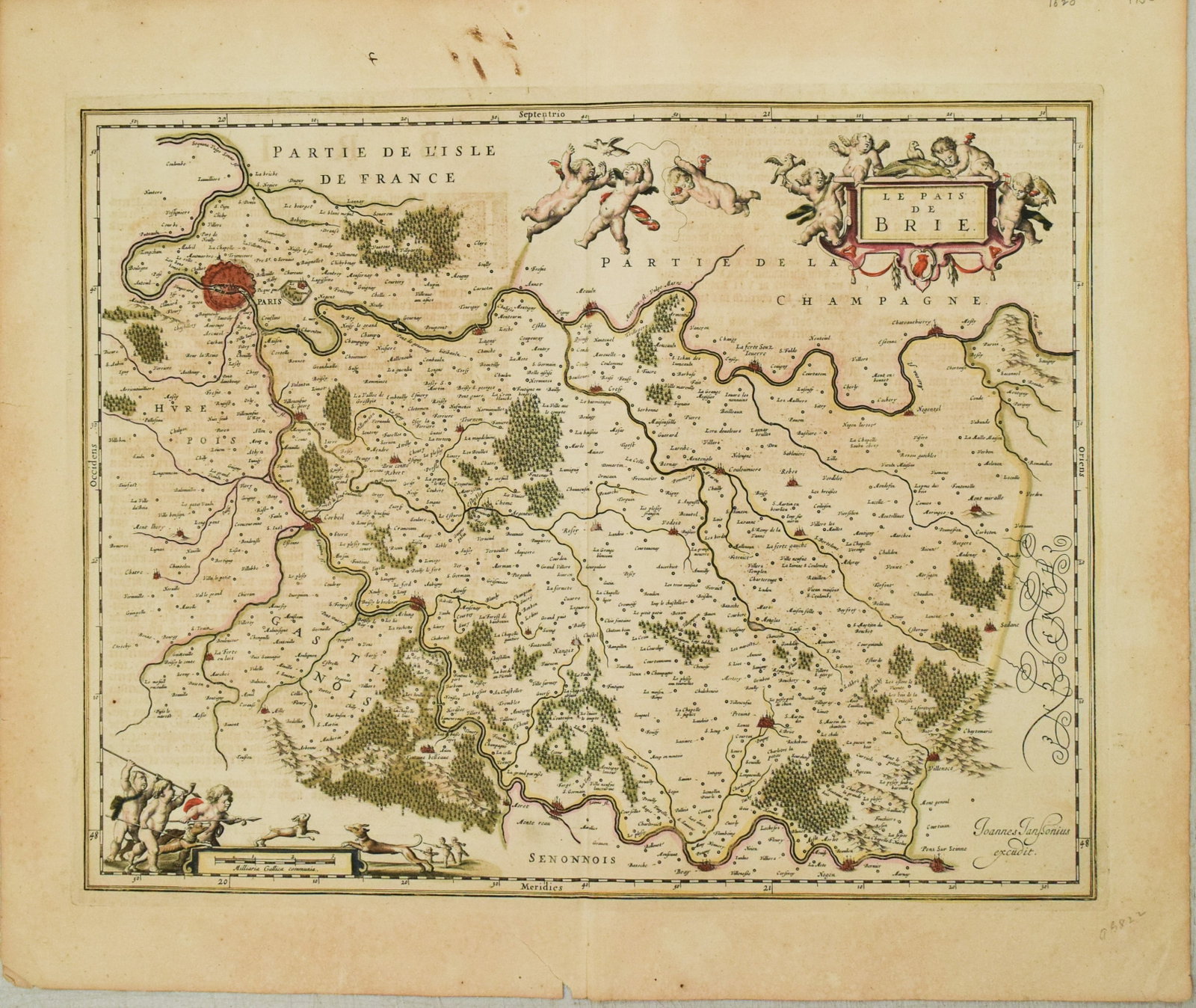 1647 Jansson Map of Brie Region Southeast of Paris -- Le Pais de Brie (1 of 1)