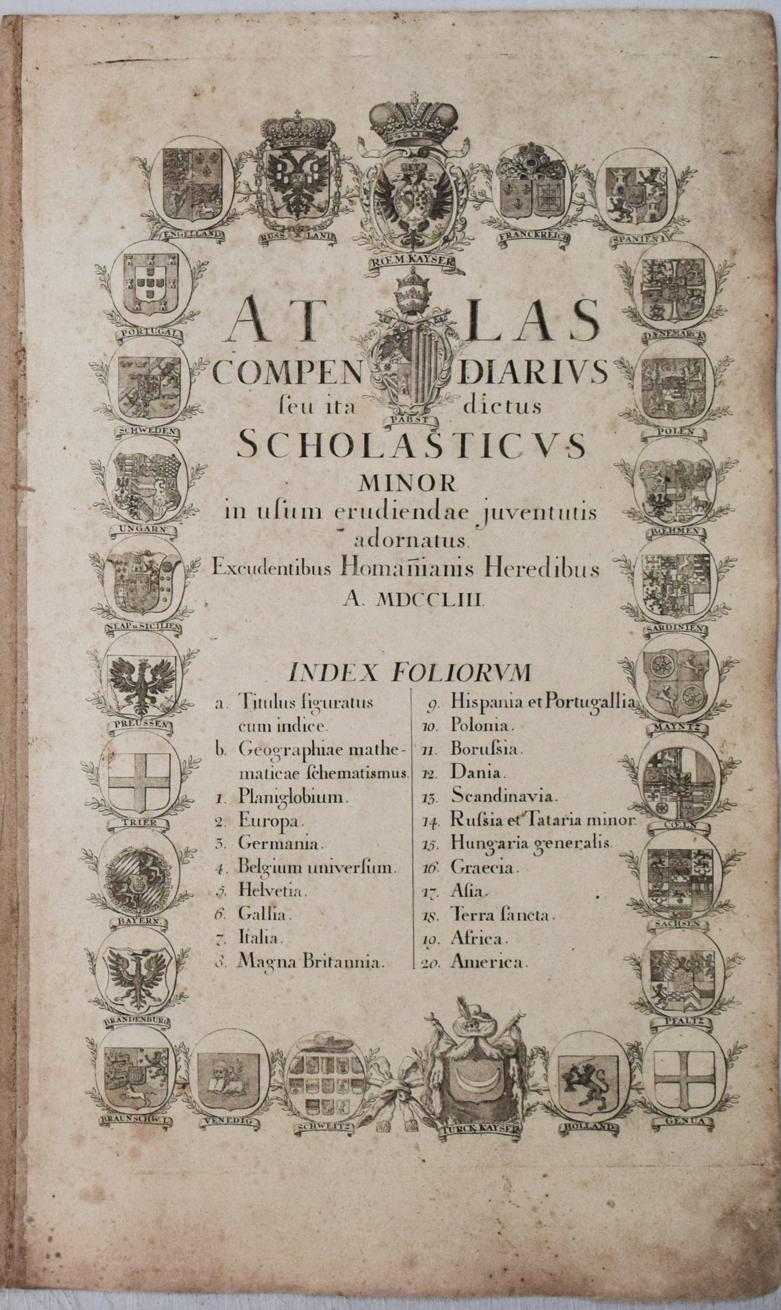 1753 Homann Atlas Title Page -- Atlas Compendiarius Seu it a dietus Scholasticus Minor (1 of 1)
