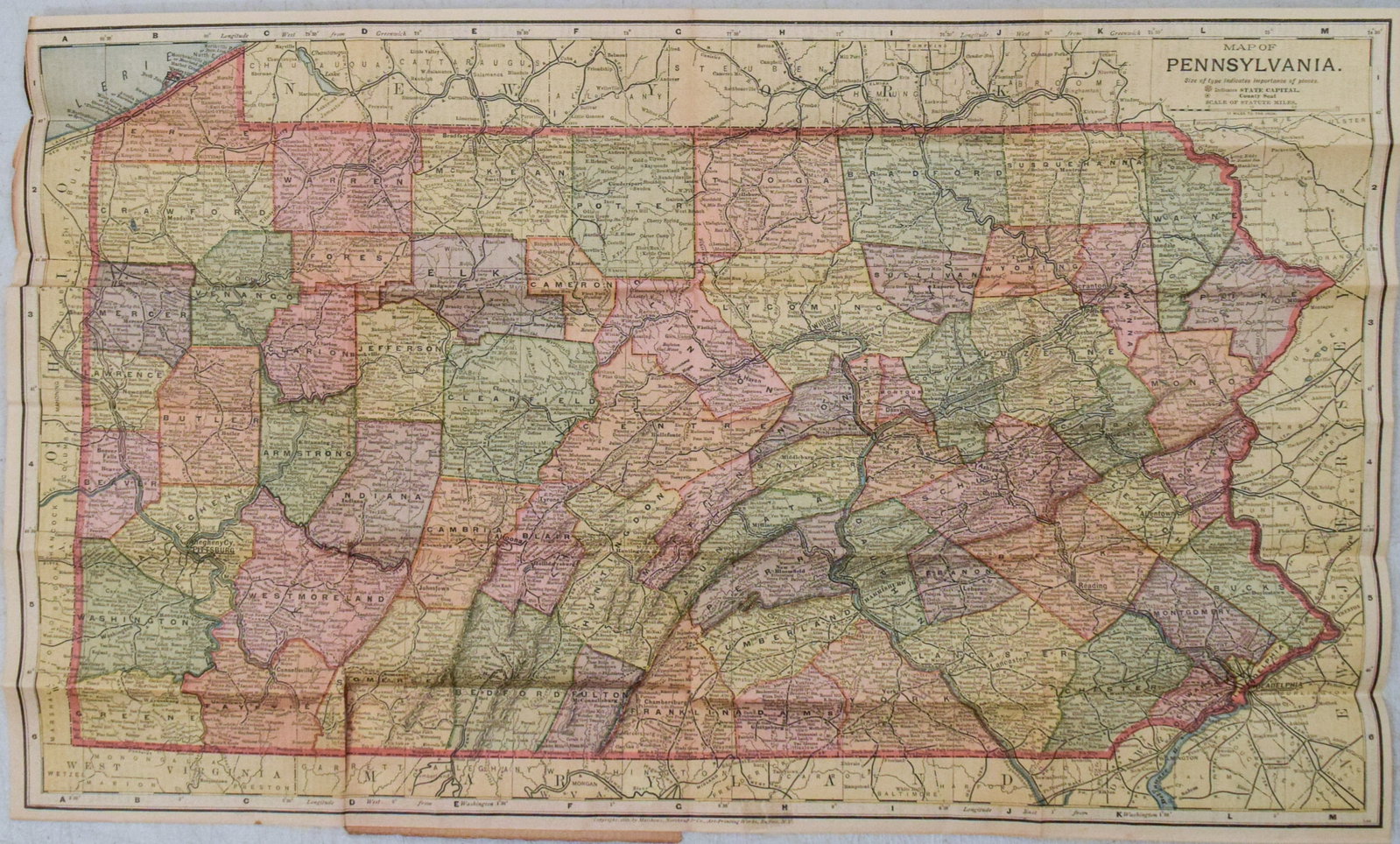 1886 Matthews Map of Pennsylvania -- Map of Pennsylvania (1 of 1)