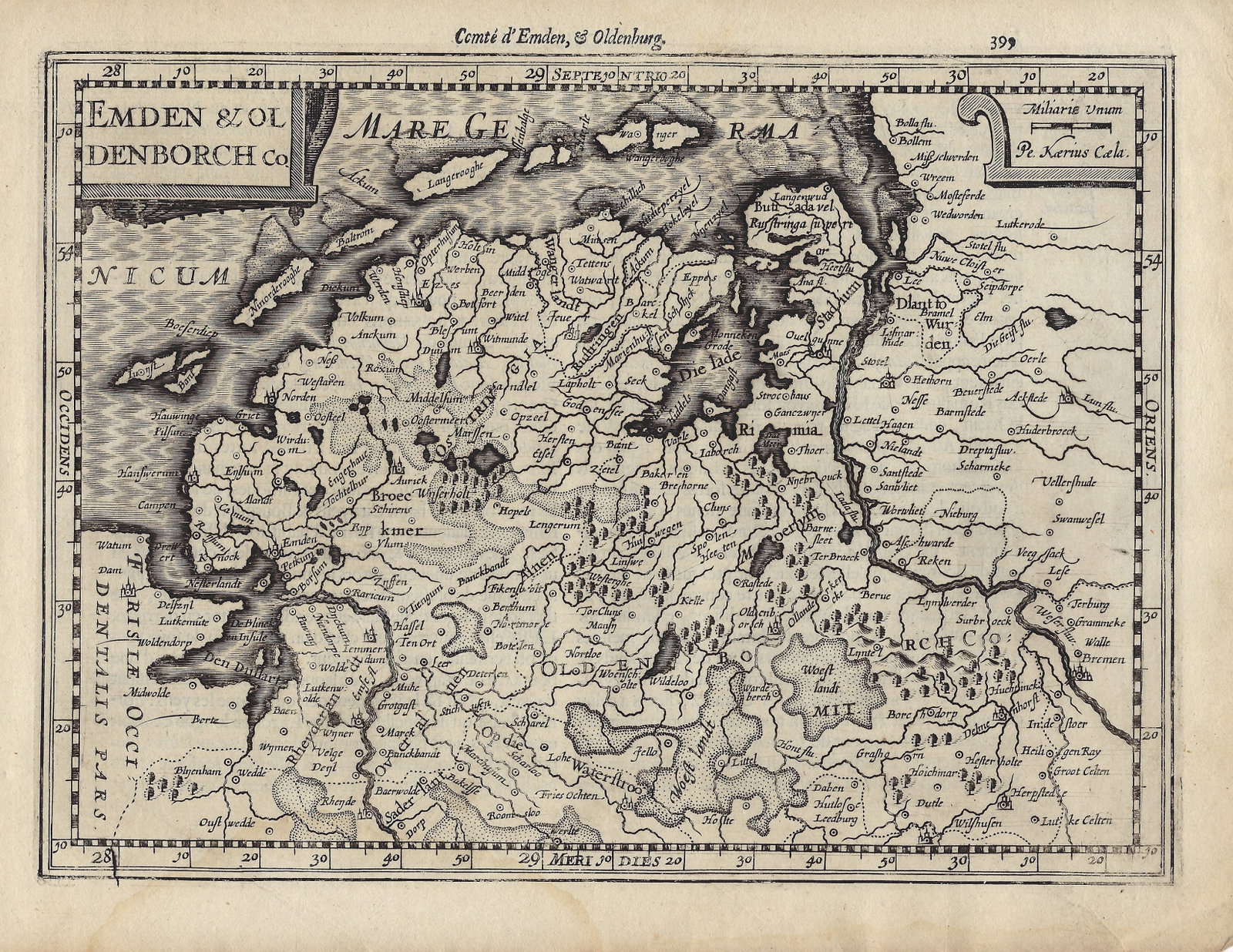 1630 Mercator Map of Northwest Germany in Detail -- Emden & Oldenborch Co (1 of 1)
