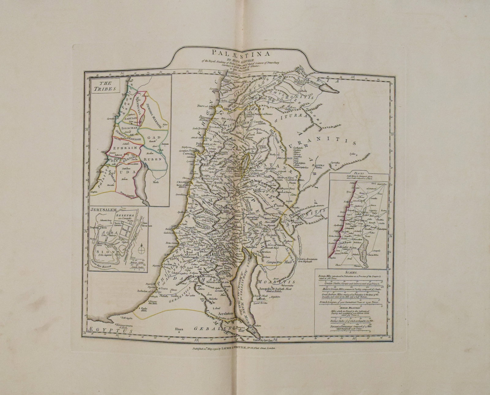 1767 d'Anville Map of Ancient Palestine -- Palaestina by Mons. d'Anville of the Royal Academy ? (1 of 1)