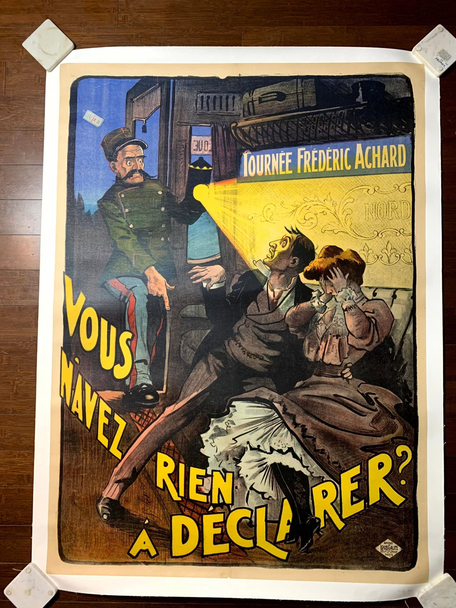 Rein a Declarer Tour - Art by Louis Galice (1910) 39"X54" French Theater Poster LB (1 of 6)