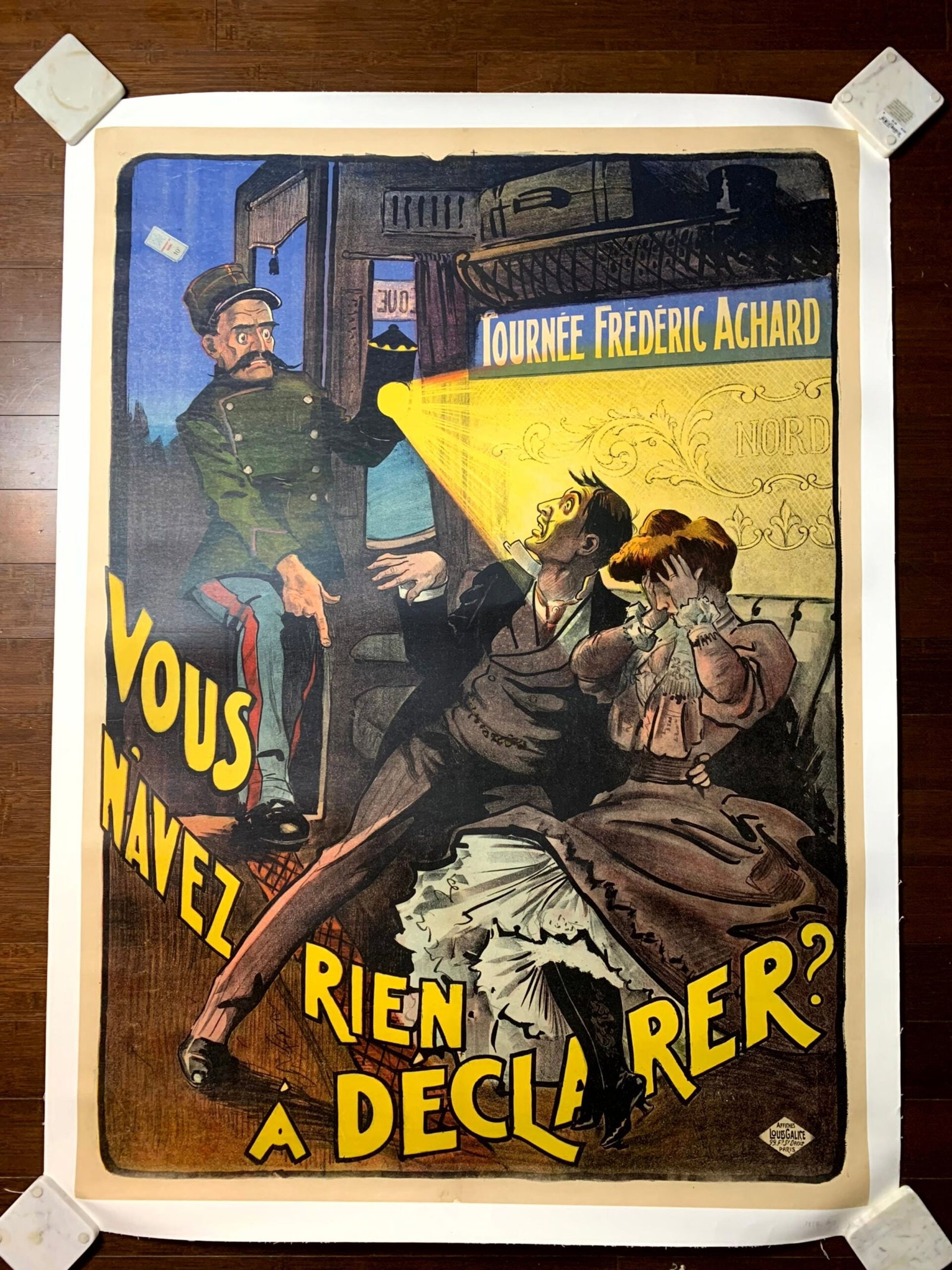 Rein a Declarer Tour - Art by Louis Galice (1910) 39"X54" French Theater Poster LB - 2