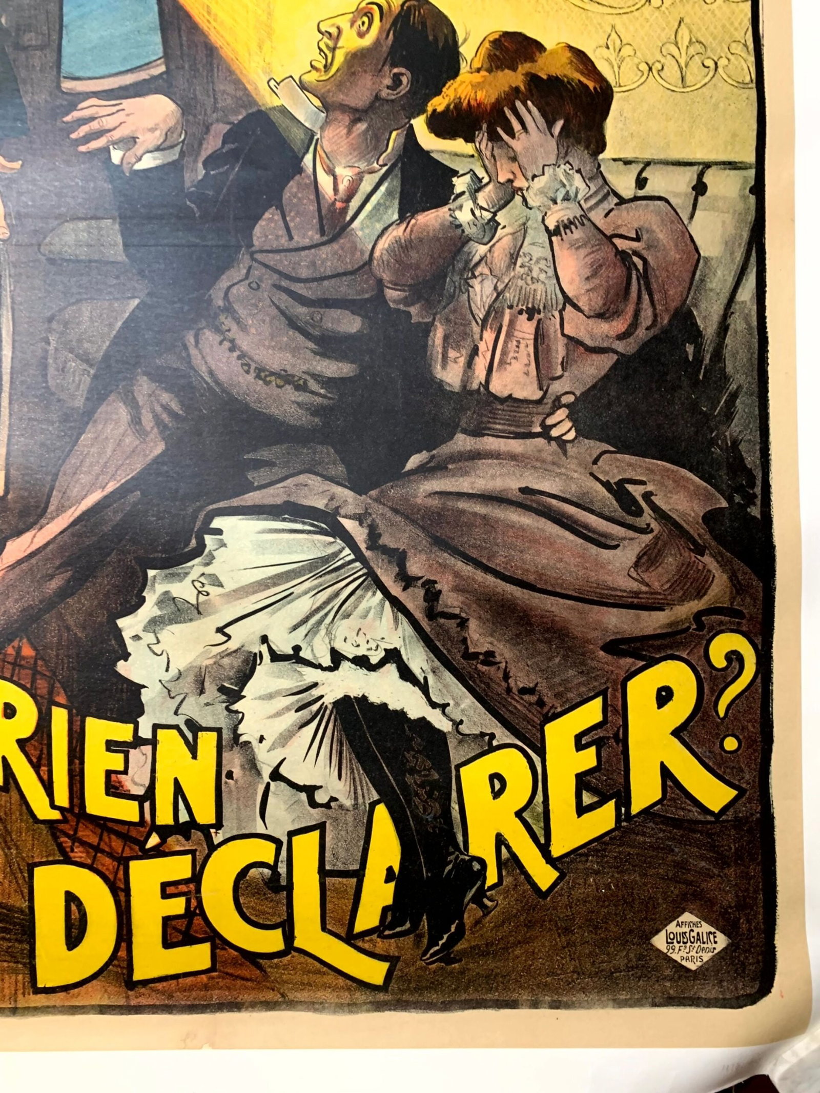 Rein a Declarer Tour - Art by Louis Galice (1910) 39"X54" French Theater Poster LB - 6