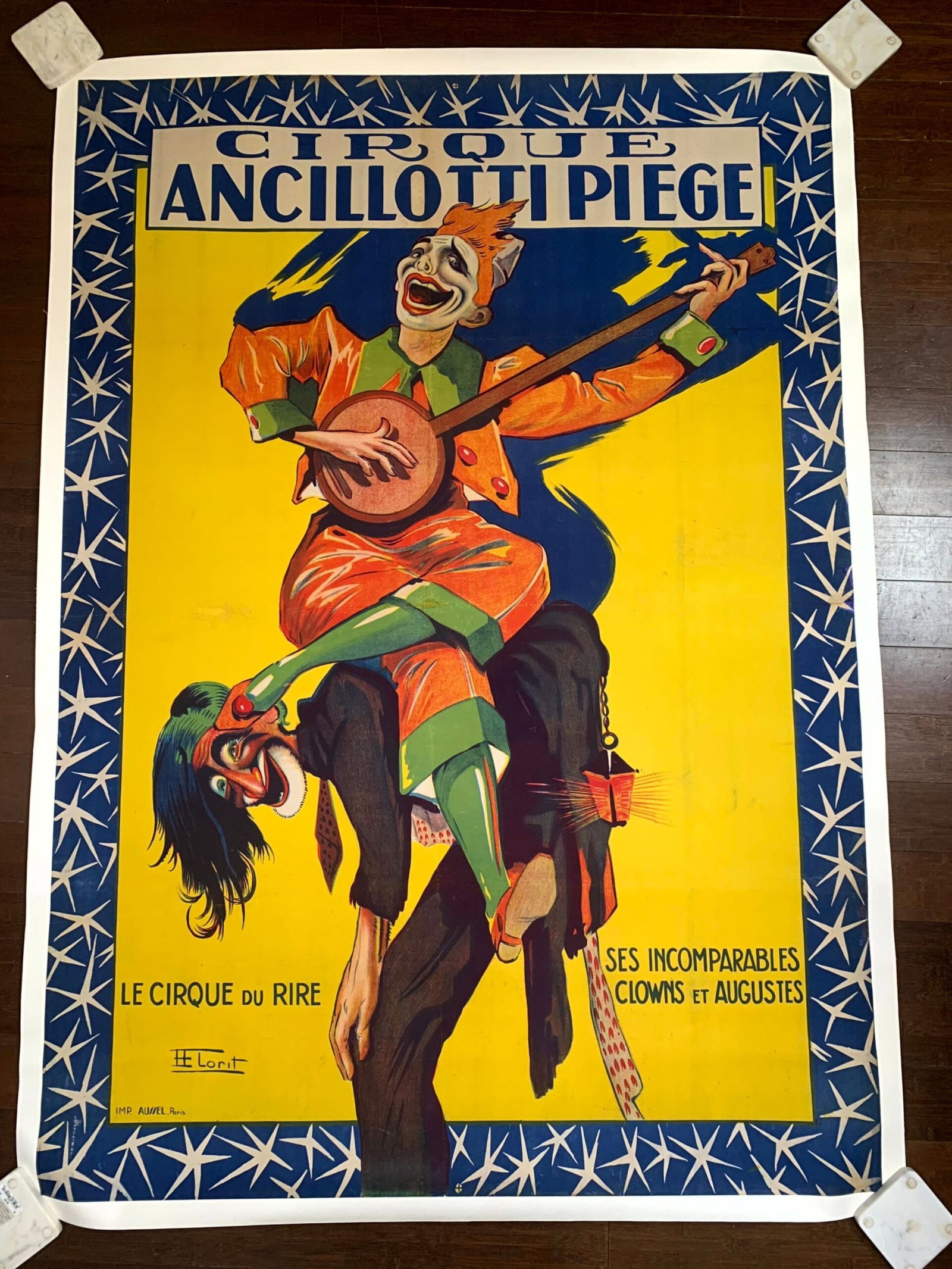 Cirque Ancillotti Plege - Banjo 1 (1920) 45"x63.5" French Circus Poster LB (1 of 5)