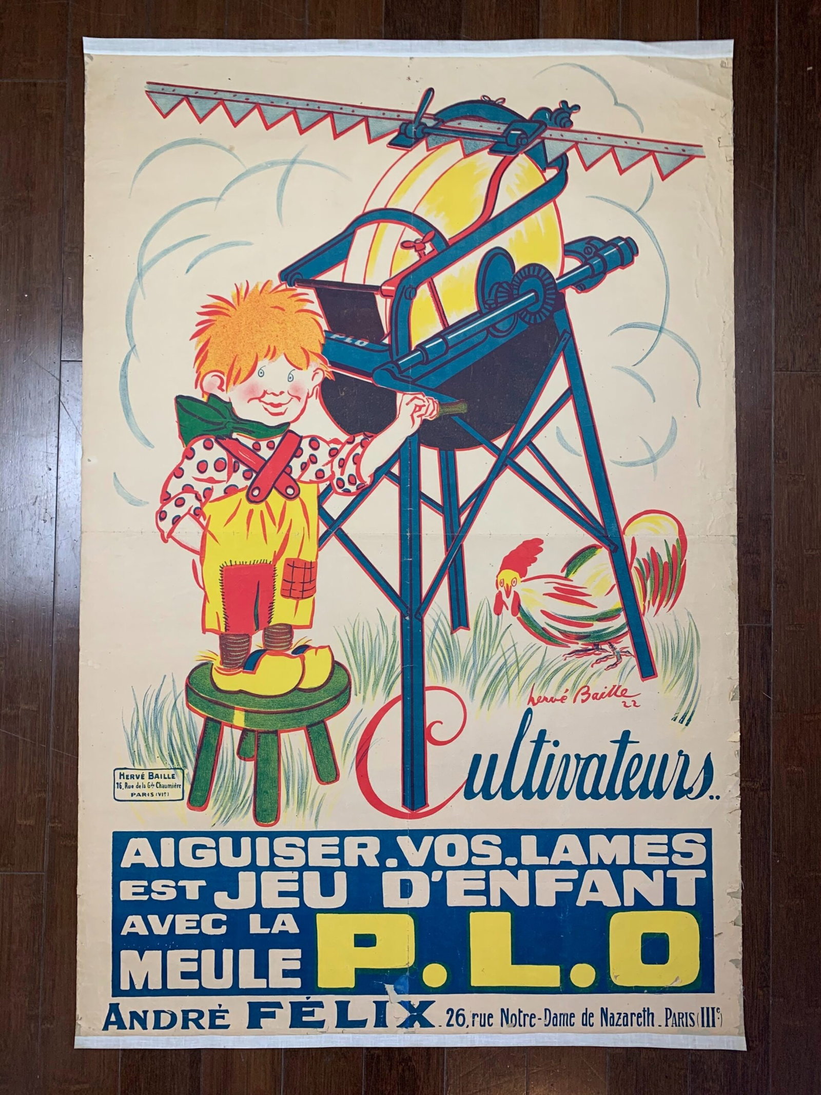 P.L.O. Cultivateur (1922) 31 1/4" X 46 1/4" French Advertising Poster LB: Title: P.L.O. Cultivateur (1922) 31 1/4" X 46 1/4" French Advertising Poster LB Description: P.L.O. Cultivateur (1922) 31 1/4" X 46 1/4" French Advertising Poster LB Please refer to the attached photo