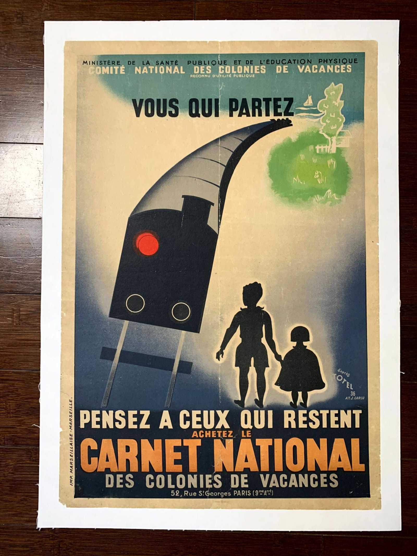 National Passport - Rare Art by Carlu (1936) 15.75"x23.25" French Public Service Poster LB (1 of 1)