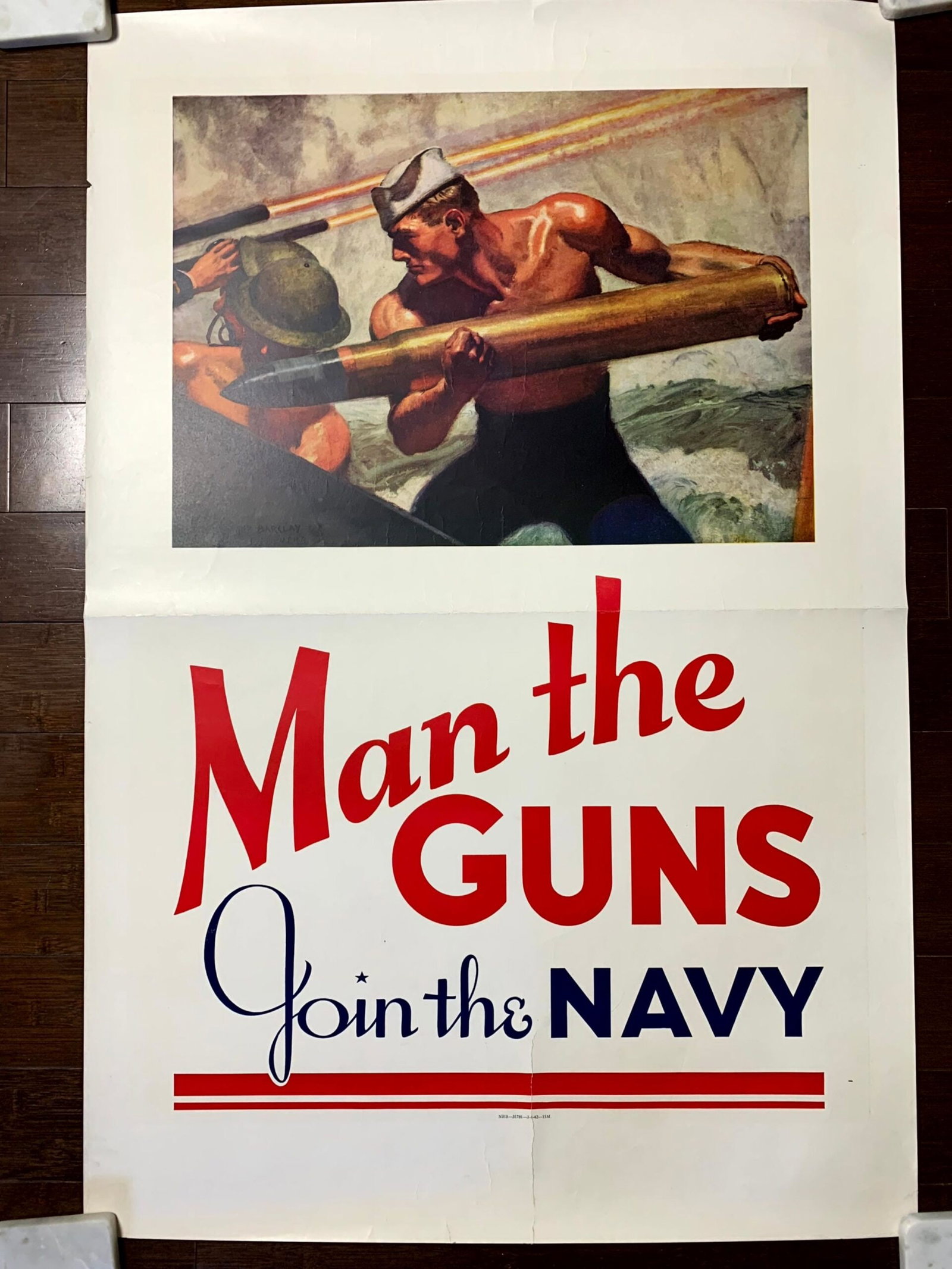 Man The Guns - Art by McClelland Barclay (1943) 28.5"x40.25" US War Poster (1 of 1)